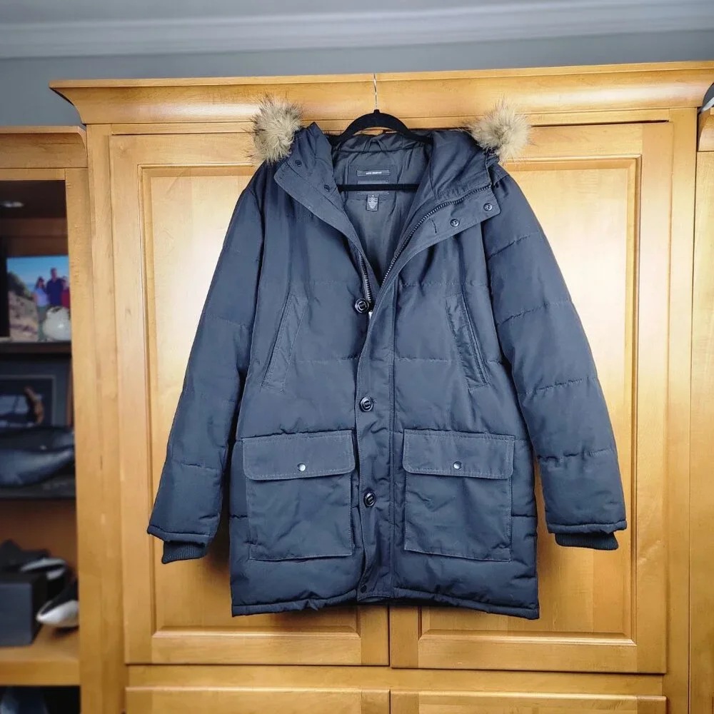 Men's Black Claiborne Long Hooded Water Resistant Snorkel Coat - M